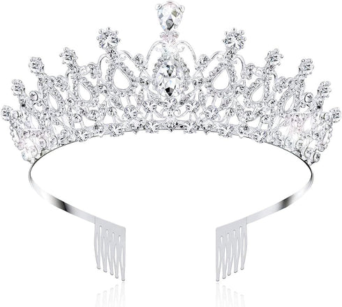 AOPRIE 1980s Tiaras and Crowns for Women Silver Princess Tiara for Little Girls Crystal Crowns and Tiaras Hair Accessories for Wedding Prom Bridal...