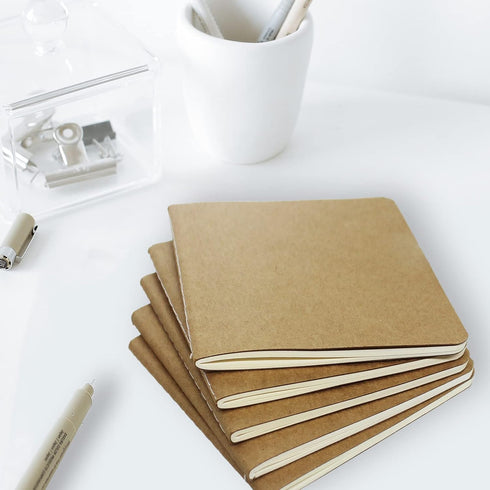 24 Pack Mini Kraft Paper Blank Notebook, 4 x 4 inch Unlined Journals Sketchbooks Pocket Journal for Kids, Students,Travelers...