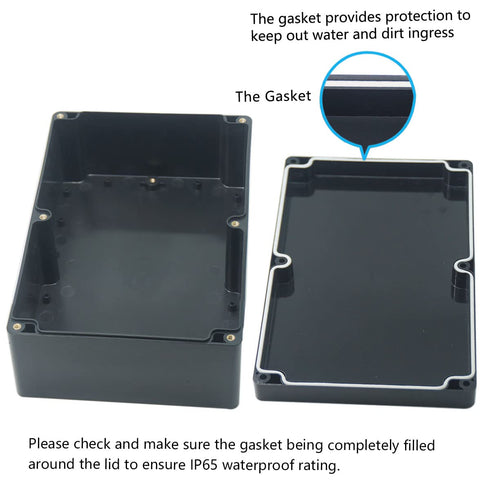 Junction Box, Zulkit Project Box IP65 Waterproof Dustproof ABS Plastic Electrical Boxes Electronic Enclosure Black 9.1 x 5.9 x 3.4 inch(230 x 150 ...