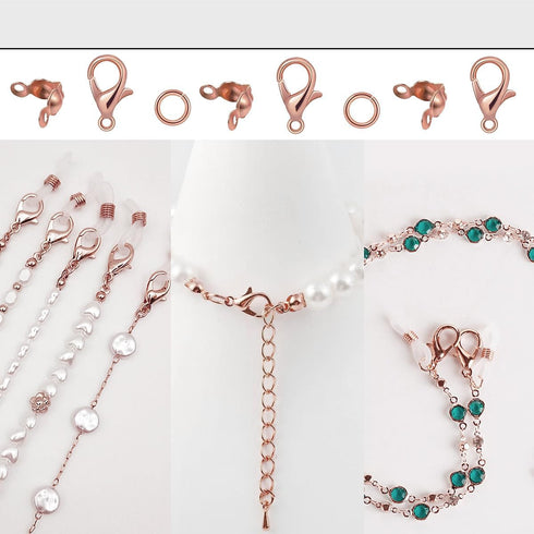 800 Pcs Jewelry Making Accessories Set with 100 Pieces Lobster Claw Clasp 200 Pieces Bead Tips Knot Covers and 500 Pieces Open Jump Ring Connector...