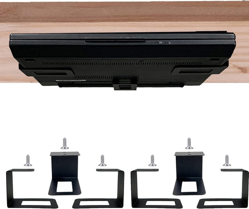 Pmsanzay (6) Laptop securely Under Desk, Laptop Holder Laptop Organizer Rack Storage Shelf, with Screws,Easy to Install, for Keyboard, Routers, Mo...
