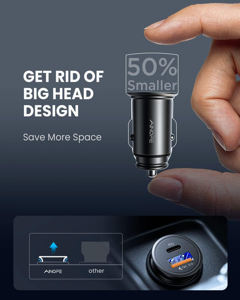 AINOPE for?Apple MFi Certified? 67.5W iPhone Car Charger Fast Charging Cigarette Lighter USB Charger, Mini USB C Car Charger Adapter for iPhone 14...