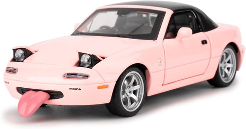 1/32 Mazda Miata MX-5 Alloy Model Car, Toy Car with Pullback, Removable Top, Blinking Lights, Toy Car with Sound and Bright Lights, Collectible Gr...