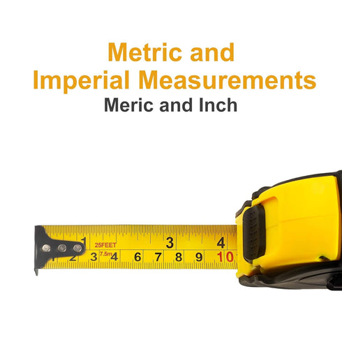 Tape Measure Retractable Professional 7.5M/25FT Inch/Metric Scale Measuring Tape...