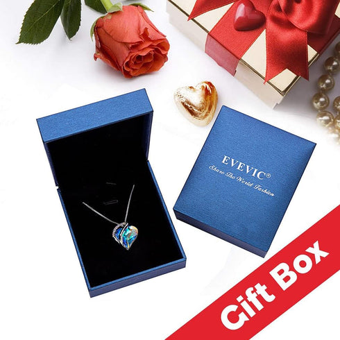 EVEVIC Austrian Crystal Heart Pendant Necklaces for Women Fashion 14K Gold Plated Dainty Necklace Hypoallergenic Jewelry...