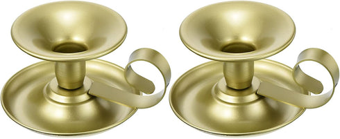 PATIKIL Retro Iron Taper Candle Holder, Set of 2 Gold Simple Candlestick Holder Candle Light Stand for Halloween Table Centerpiece Party Wedding D...