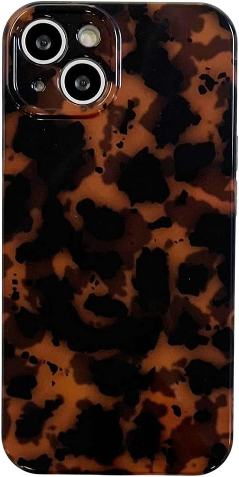 Tortoise Shell Retro Phone Case Compatible with iPhone 14 Pro Chic Amber Brown Leopard Stylish Classic Soft Slim Protective Cover for iPhone 14pro...
