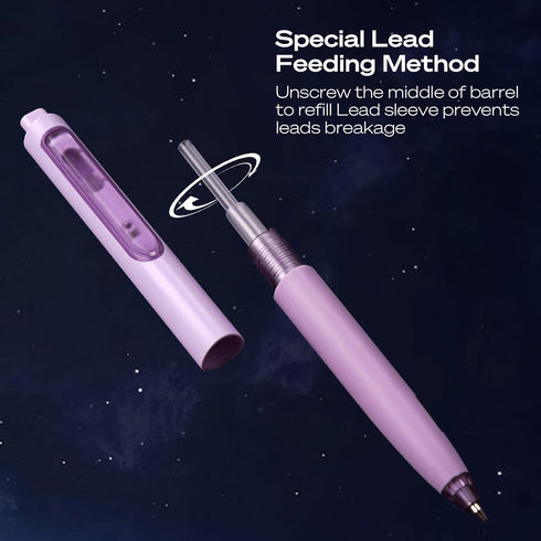 WRITECH Up Mechanical Pencil Set: 6ct Pastel Mechanical Pencils 0.7mm with 4 Tubes of HB Lead Refills and 2 Extra Erasers for Writing Drawing Sket...