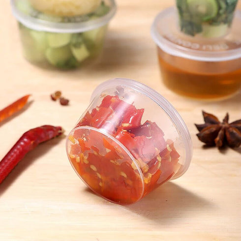 50Pcs/lot 1/1.5 Ounce Small Plastic Disposable Sauce Cups Food Storage Containers Clear Transparent Package Boxes + Lids (1.5 ounce)...