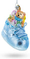 Teddy Bear Nestled in a Blue Shoe for Baby's First Glass Christmas Ornament...