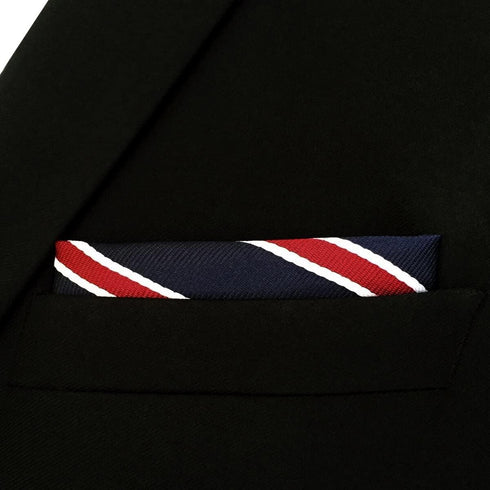 S&W SHLAX&WING Striped Pocket Square for Mens Suit Jacket Blue and Red...