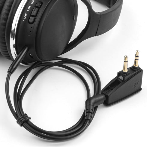 Airplane Headphone Adapter Comes with 2.5mm to 3.5mm Male Audio AUX Cable, Golden Plated 3.5mm Jack for Airplane/Home TV/Gym/Boats/Car, Foldable S...