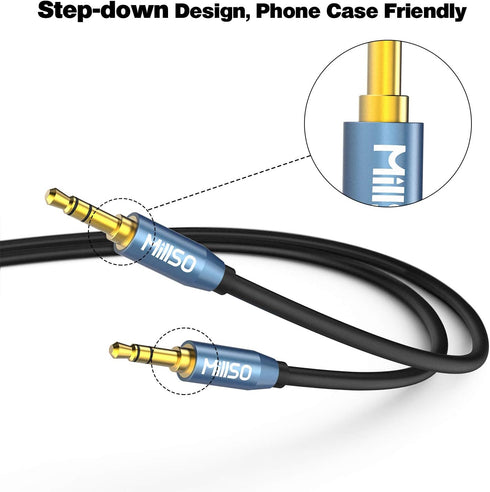 MillSO Audio Splitter, Female to 2 Male 3.5mm TRS Audio Splitter, 8 Feet SapphireBlue&Gold-Plated Stereo Jack Headphones Adapter Cable for Smartph...