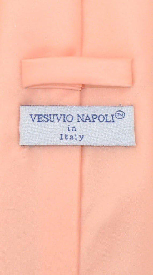 Vesuvio Napoli NeckTie Solid PEACH Color Men's Neck Tie...
