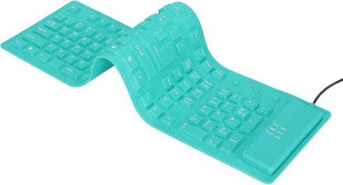 ASHATA Foldable Silicone Keyboard USB Wired Keyboard Mute Waterproof Rollup Keyboard for PC Laptop Notebook, 2 Color, 108 Keys(Green)...