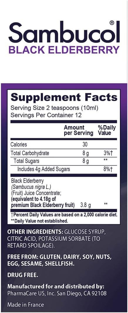Sambucol Black Elderberry Syrup - Sambucus Elderberry Syrup, Black Elderberry Liquid, Immune Support, Elderberry Syrup for Kids and Adults, High A...
