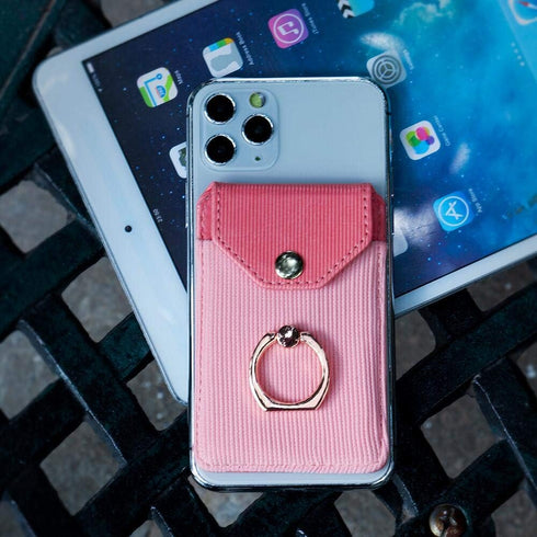 Card Holder & Ring Stand for Smartphones, Stick-on Wallet for iPhone & Android, Adhesive Credit Card Sleeve...