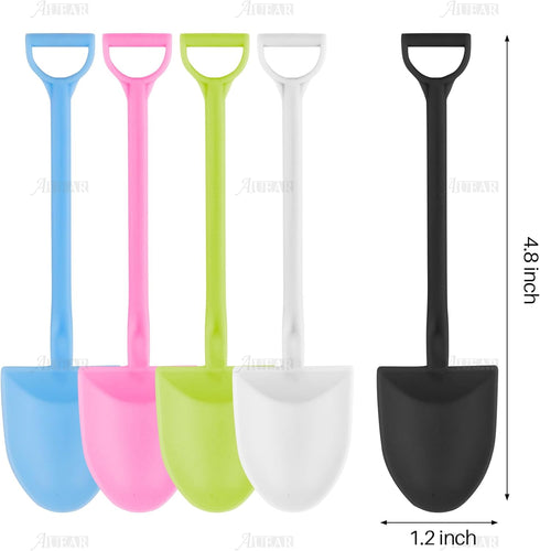 AUEAR, 100 Pack Colorful Mini Shovel Shape Spoons Disposable Plastic Ice Cream Dessert Shovel Spoon...