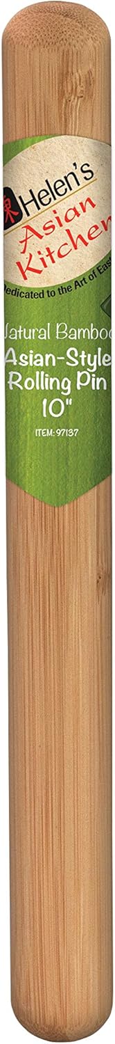 Helen's Asian Kitchen Dumpling Rolling Pin 10-Inches Natural Bamboo...