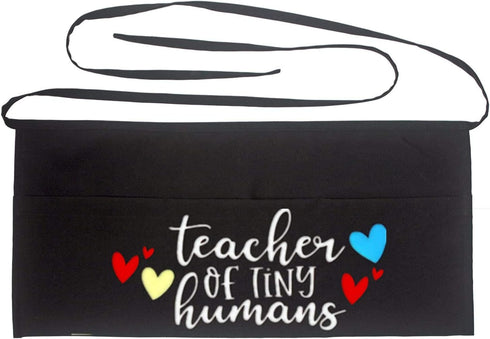 Waist Apron for Teachers with 3 Pockets Half Black Apron,Teachers Prefect Gift (teacher of ting humans)...