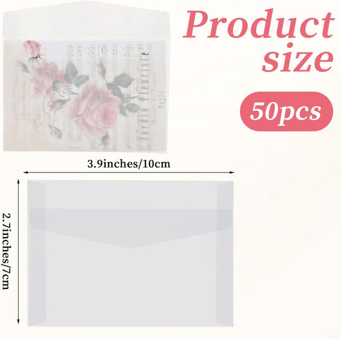 50 Pcs Glassine Envelopes, 3.9 x 2.7 Inches Clear Envelopes for Seeds Coin Collecting Lottery Ticket Stamp Card, White Translucent Paper Envelopes...