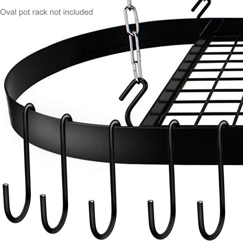 18 Pack ESFUN 4 inch Heavy Duty S Hooks Black Pan Pot Holder Rack Hooks S Shaped Hooks Hangers for Oval Ceiling Pot Rack Hanging Kitchenware Spoon...
