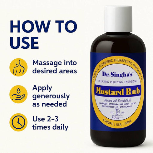 Dr. Singha's Mustard Rub, Original Ayurvedic Relaxing, Purifying, and Energizing Massage Oil - Made in USA, 6 oz...