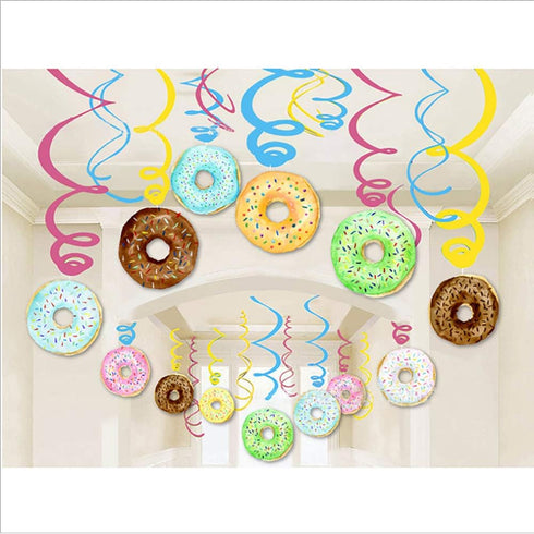 30Ct Donuts Party Supplies Hanging Swirl Decorations for Girls,Boys,Kids, Home,Classroom,Baby Shower,Birthday...