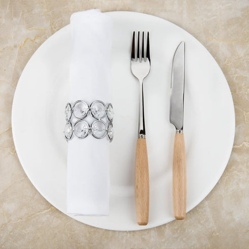 Feyarl Set of 4pcs Silver Crystal Napkin Rings Handcraft Sparkly Napkin Rings Napkin Holders for Wedding Centerpieces Special Occasions Celebratio...