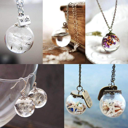 PH PandaHall 30 Pcs 14mm Mini Empty Clear Glass Globe Bottle Wish Ball Bottles DIY Pendant Charms with 30 Pcs 8mm Cap Bails for Earring Necklace J...