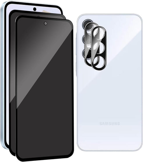 2 Pack Privacy Screen Protector for Samsung Galaxy A35 5G with 2 Pack Camera Lens Protector, Anti-Spy Tempered Glass Film, Full Coverage, Anti-Scr...