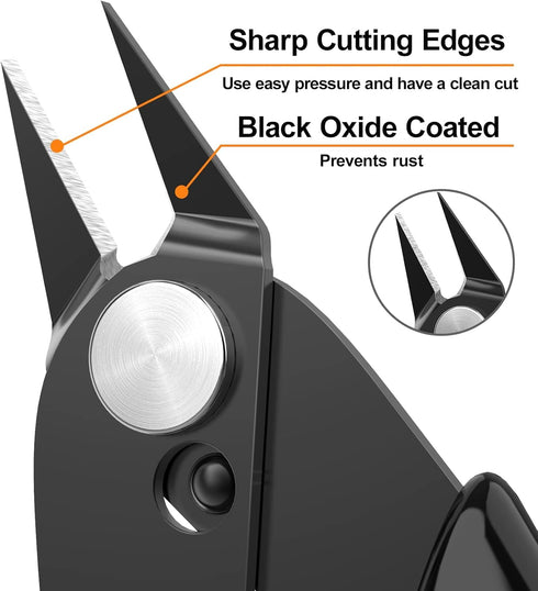BOENFU Precision Wire Cutter Jewelry Zip Tie Cutters Flush Cutters Nippers Small Side Cutting Pliers for 3d Print, Plastic Models, Jewelry, Electr...