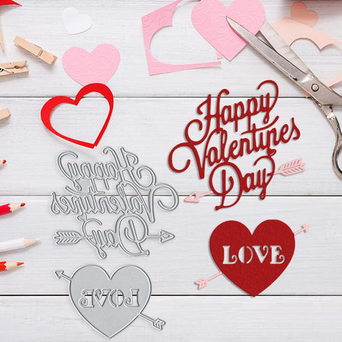 Valentine Love Heart Metal Cutting Dies, Words Die Cuts with Sentiment for Card Making Valentine's Day DIY Scrapbooking and Photo Album Card Craft...