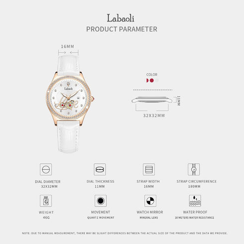 Women's Quartz Watch: Water-Resistant, Night-Luminous, High-End Ladies' Quartz Wristwatch with Calendar, Luxury Watch Gift (White+White)...