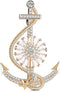 Anchor Nautical Brooch Pin Anchor Rope Brooch Gold Shiny Cubic Zirconia Pins & Pendants Scarf Holders for Women Men...