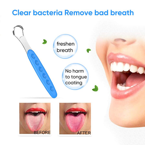 New Version Tongue Scraper Cleaner for Adults & Kids, Medical Grade Metal Tongue Brushes Set for Fresh Breath Dental Eliminate Bad Breath in Secon...