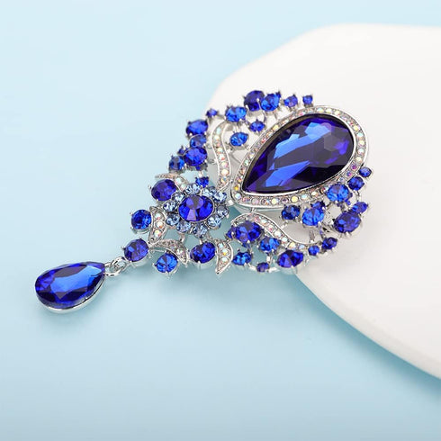 Kercisbeauty Wedding Bridal Black Teardrop Crystal Brooch Pin for Women Girls Special Occasion Accessories...