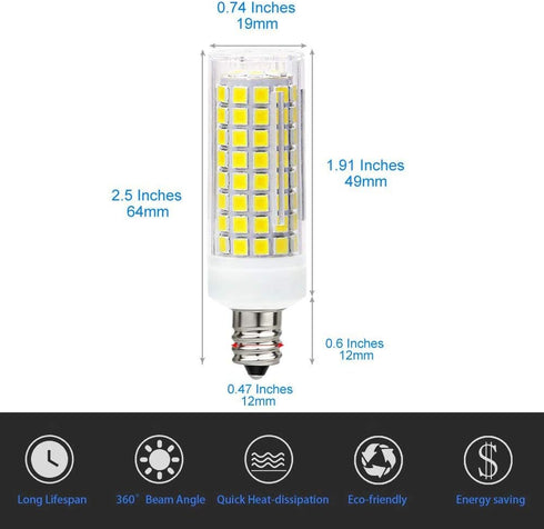 10W E12 LED Corn Light Bulb(4 Pack)E12 Dimmable 100 Watt Equivalent Bulb 1000LM 6000K Chandelier Bulbs Decorative Candle E12 Base for Home Lightin...