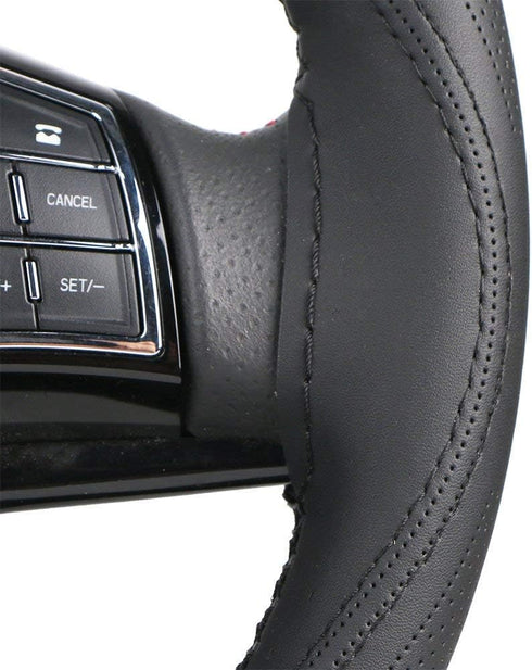 15 Inch 3D Universal Artificial Leather Steering Wheel Cover Stitch On Wrap with Needle & Thread Non-slip Black...
