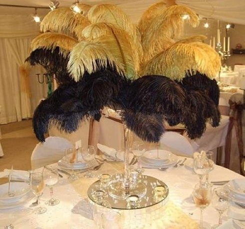 10pcs Natural Ostrich Feather Craft Plume for Wedding Centerpieces Home Decoration (14-16inch, Black)...