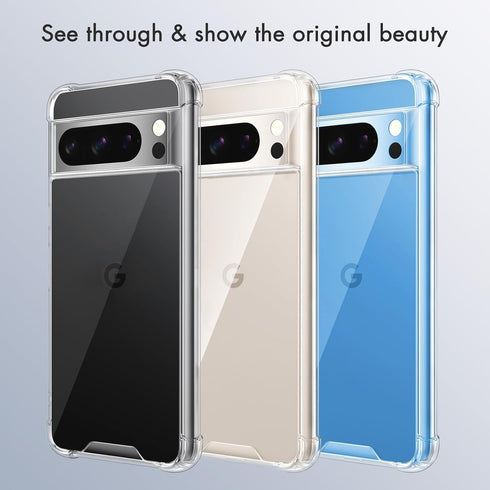 KIOMY Case for Google Pixel 8 Pro, Airbag Corners Shockproof Bumper Protective Phone Cover, Hybrid Design Hard PC Back with Flexible TPU Frame, Cl...