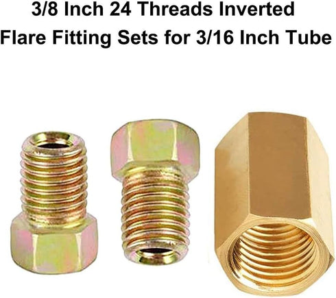 1Pc Yellow 24 Threads Brake Line Fittings Assortment Automotive Replacement Brake Fittings Hose, Lines and Fittings for 3/16 Inch Tube (4 Unions, ...