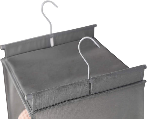 MAX Houser 5 Shelf Hanging Closet Organizer,Space Saver, Closet Hanging Shelves with (4) Side Pockets,Foldable,Light Grey...