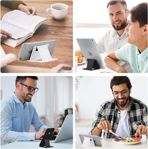 2 Pack Portable Cell Phone Stand Holder for Desk, Foldable Pocket-Sized Mount, Universal Adjustable Desktop Mobile Phone Kickstand Compatible with...