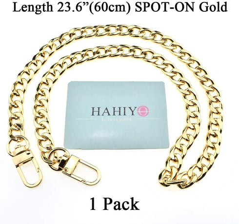 HAHIYO Purse Chain Strap 23.6 inches SPOT-ON Gold Shoulder Cross Body Sling Purse Handbag Clutch Replacement Comfortable Flat 0.4' Wide Enough 2.4...