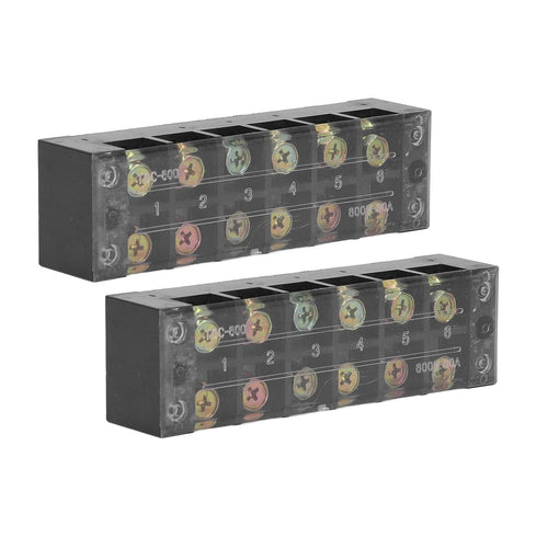 2pcs 60A 600V Terminal Strip, Dual Row Screw Clamp Wire Terminal Block with Clear Cover for Bridge Lighting, Connectors for Electrical Cables for ...