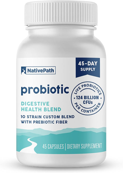 NativePath Daily Probiotic, 10-Strain Custom Blend Probiotics Supplement for Men and Women, 82 Billion CFUs - 45 Count...