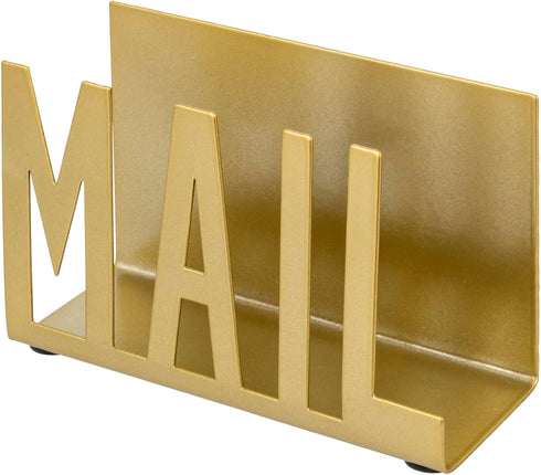 MyGift Modern Metal Desktop Mail Holder, Office Desk Letter Sorter Organizer with MAIL Cutout Design, Gold...