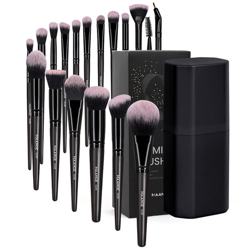 Makeup Brush Set, MAANGE 18 Pcs Premium Synthetic Makeup Brushes Soft Foundation Face Powder Eye Shadow Professional Make up Brushes Kit, Black, w...