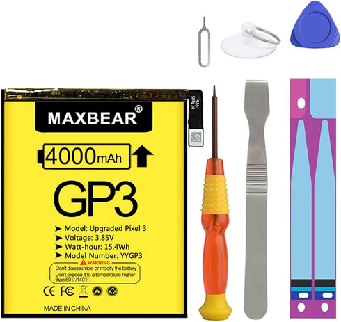 MAXBEAR Google Pixel 3 Battery, (Upgraded) 4000mAh 3.85V Li-Polymer Replacement Battery for HTC Google Pixel 3 G013A 823-00073-01 with Repair Tool...